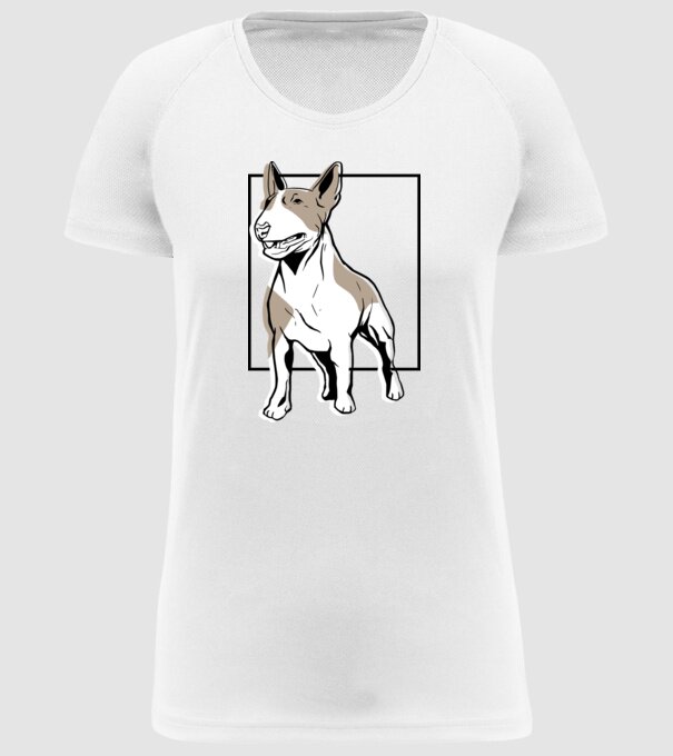 Tricou cu Câine Bull Terrier model alb pe tricou
