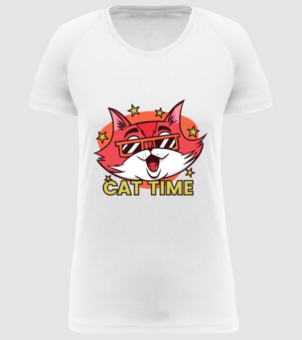 Cat Time Momentul pisicii model alb pe tricou