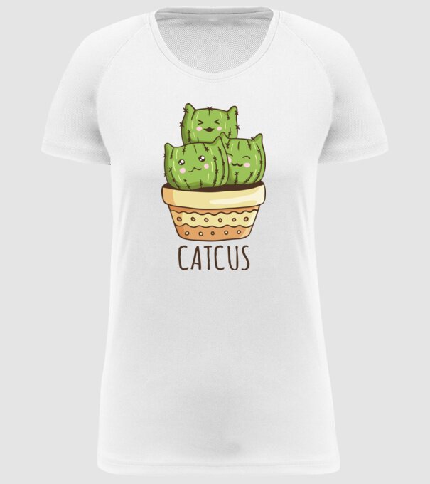 Catcus Pisică Cactus model alb pe tricou