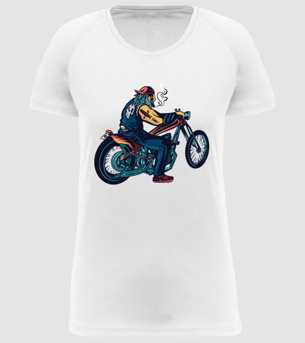 Motociclist Chopper model alb pe tricou