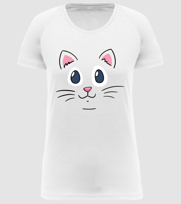 Cap pisică model alb pe tricou