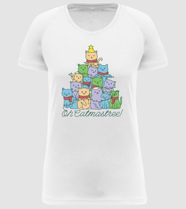 Pom de Crăciun Pisică model alb pe tricou