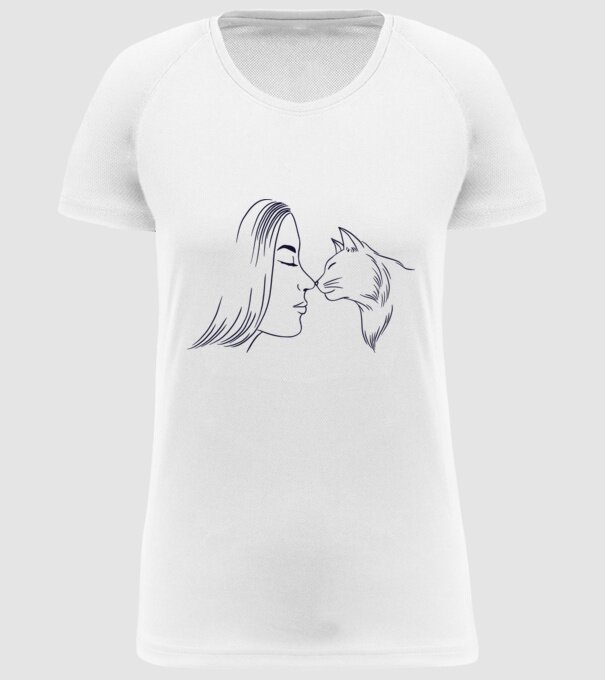 Dragoste Pisică model alb pe tricou