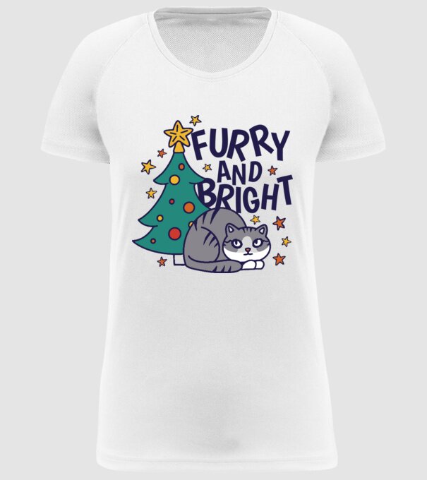 Crăciun cu pisică model alb pe tricou