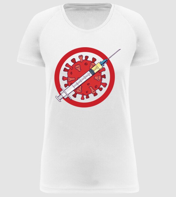 Vaccin virus (?) model alb pe tricou