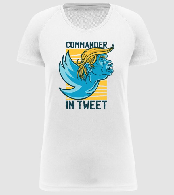 Commander in Tweet - Trump model alb pe tricou