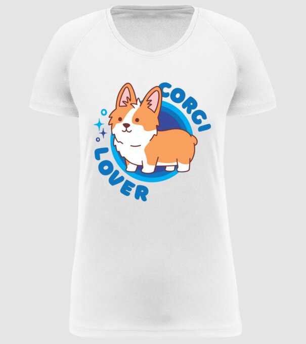 Corgi Lover model alb pe tricou