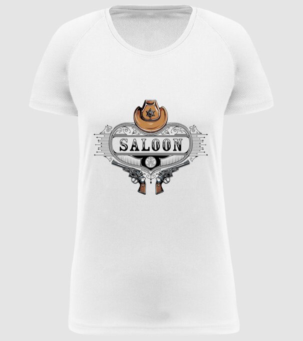 Cowboy saloon western model alb pe tricou
