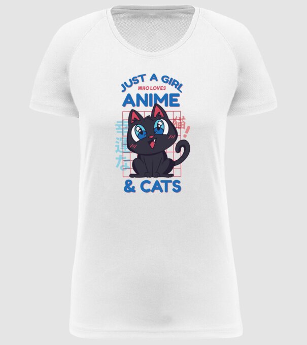 Doar o fată căreia îi place Anime și Pisicile model alb pe tricou