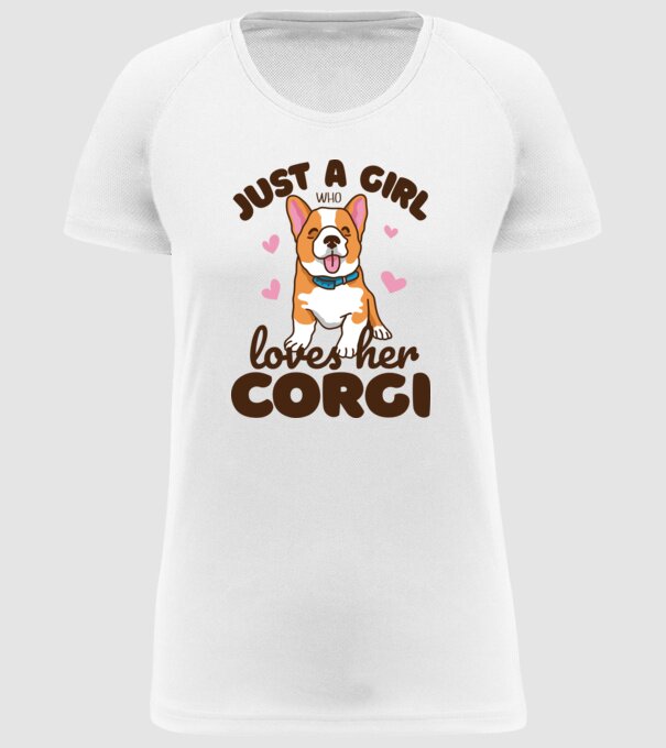 Doar o fată care iubește Corgiul său model alb pe tricou