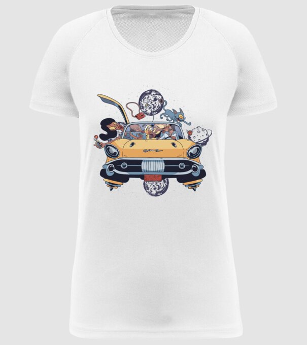 Familie în spațiu model alb pe tricou