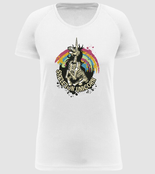 Schelet unicorn model alb pe tricou
