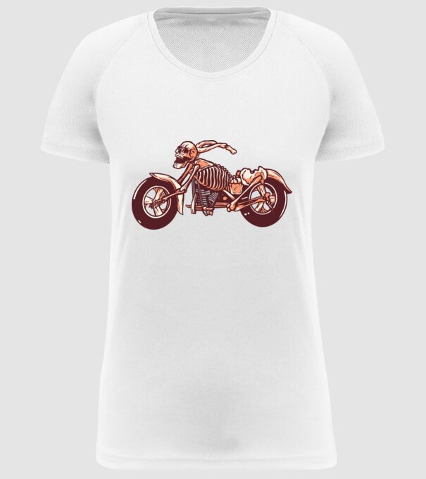Motocicletă cu Schelet model alb pe tricou