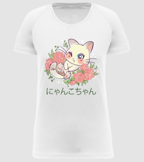Pisicuță drăguță Anime model alb pe tricou