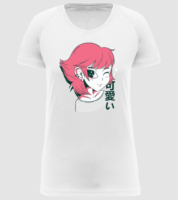 Fată drăguță Anime model alb pe tricou