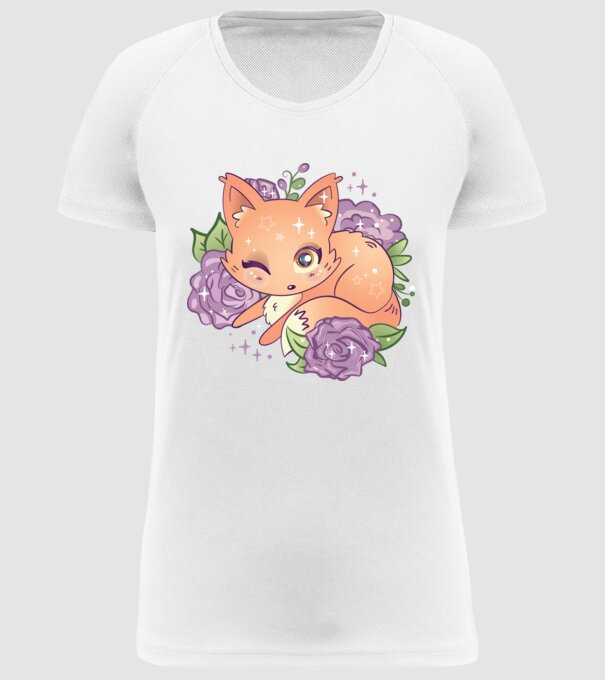 Vulpe Drăguță Anime model alb pe tricou