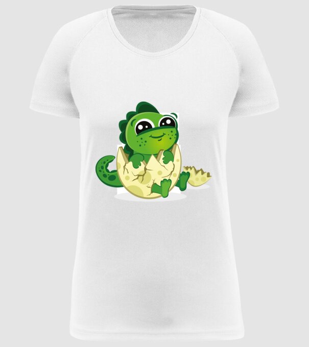 dinozaur drăguț în ou model alb pe tricou