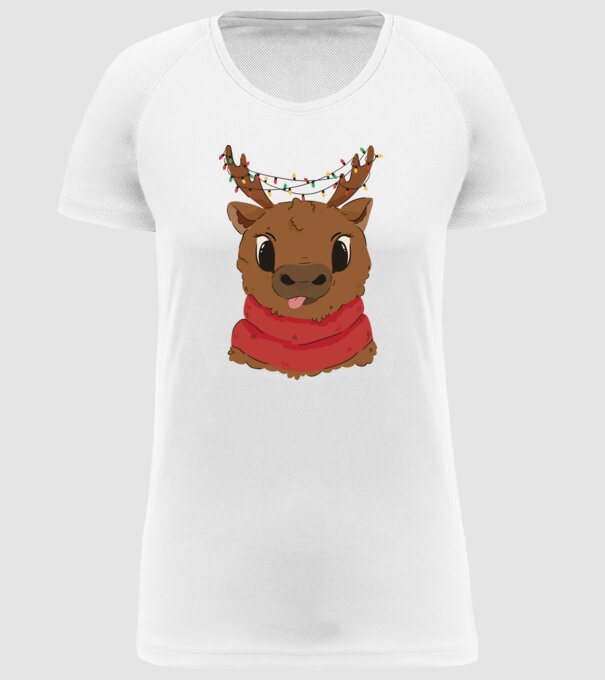 Ren drăguț de Crăciun model alb pe tricou