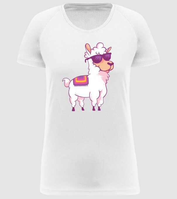 Llama drăguț model alb pe tricou