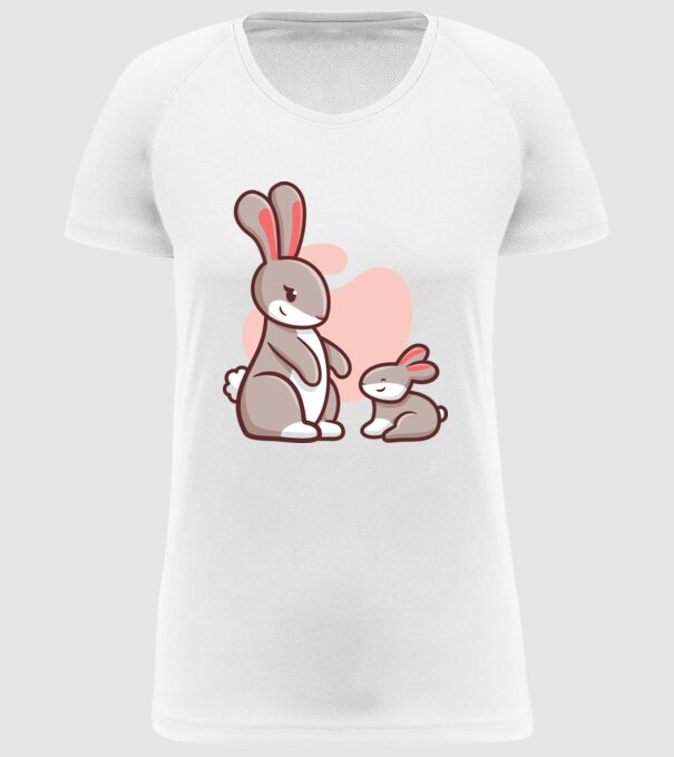 Iepurași drăguți model alb pe tricou