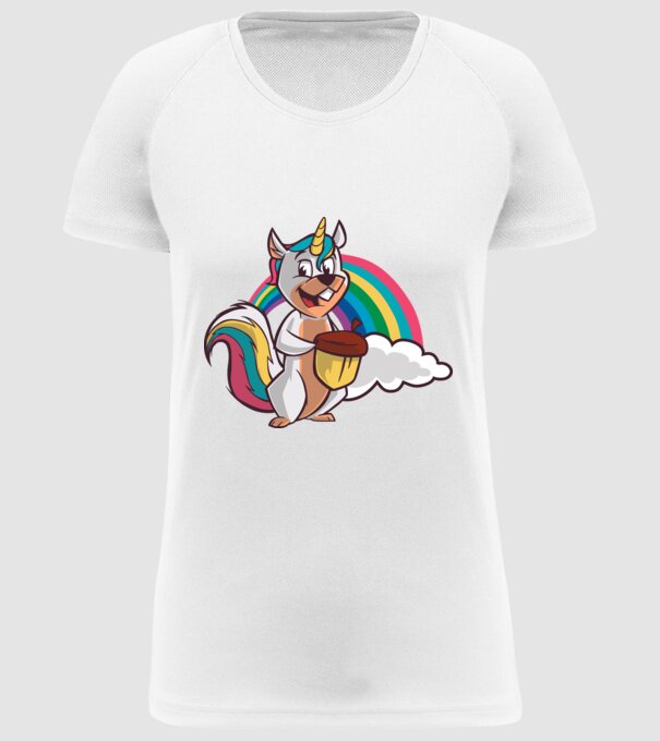 Unicorn drăguț Veveriță model alb pe tricou