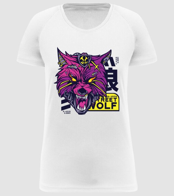 Cap de lup Cyberpunk model alb pe tricou