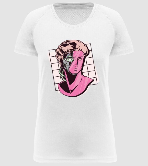 Statuie Cyborg model alb pe tricou