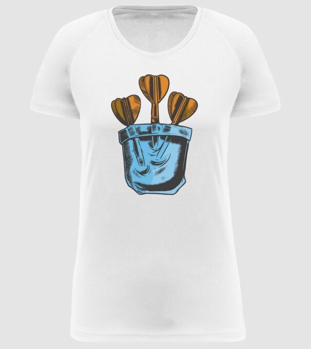 Darts buzunar model alb pe tricou