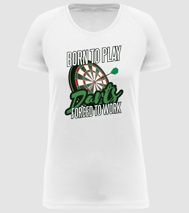 Născut pentru a juca darts, forțat să muncesc model alb pe tricou