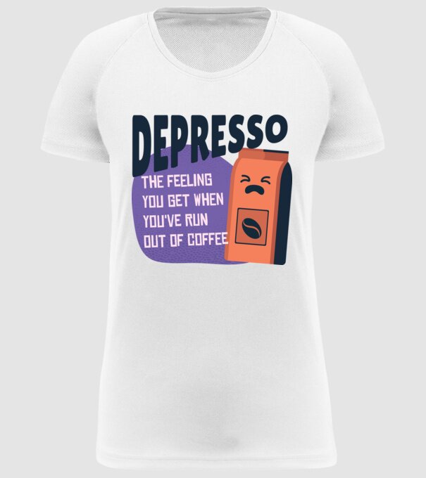 Depresso - Sentimentul când rămâi fără cafea model alb pe tricou