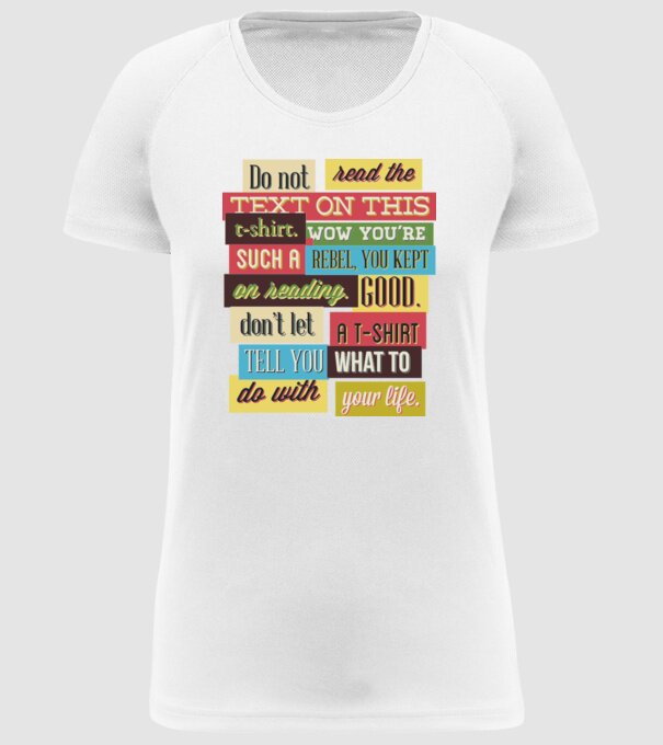 Do not read the text on this t shirt model alb pe tricou
