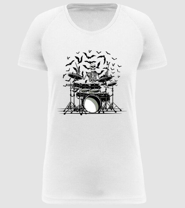 Schelet Baterist model alb pe tricou