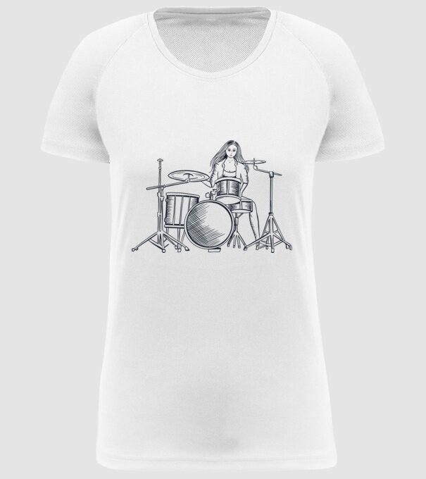 Fată Bateristă model alb pe tricou