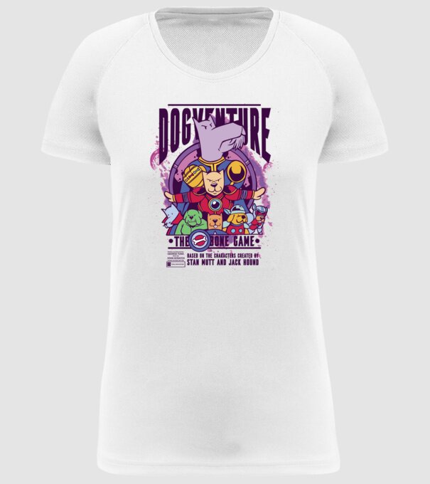 Dogventure The Bone Game model alb pe tricou