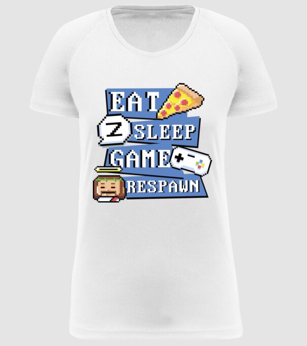 Eat, Sleep, Game respawn model alb pe tricou