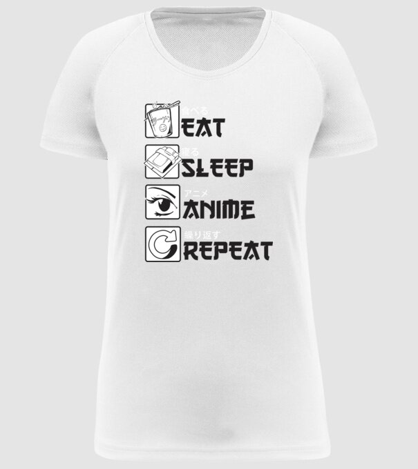Eat Sleep Anime Repeat model alb pe tricou