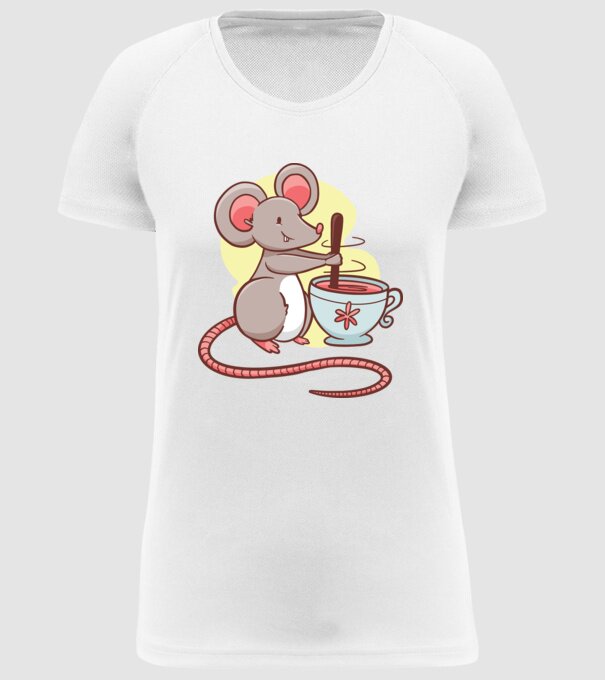 Șoarece cu ceai model alb pe tricou