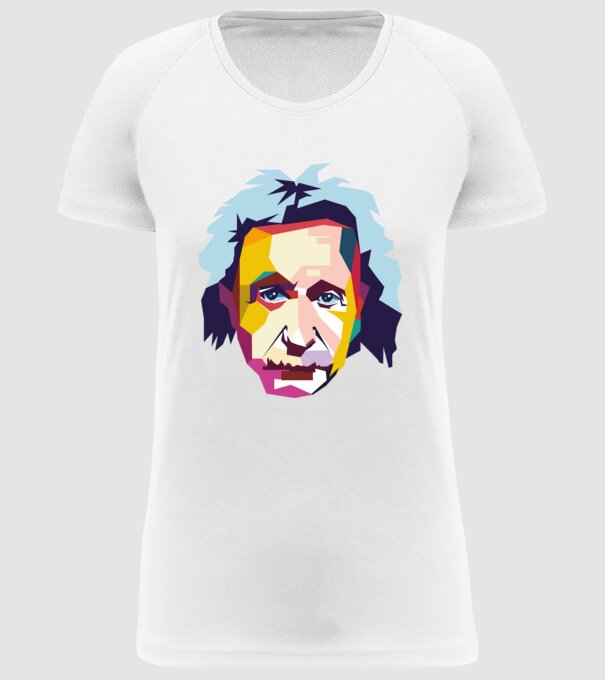 Einstein abstract model alb pe tricou