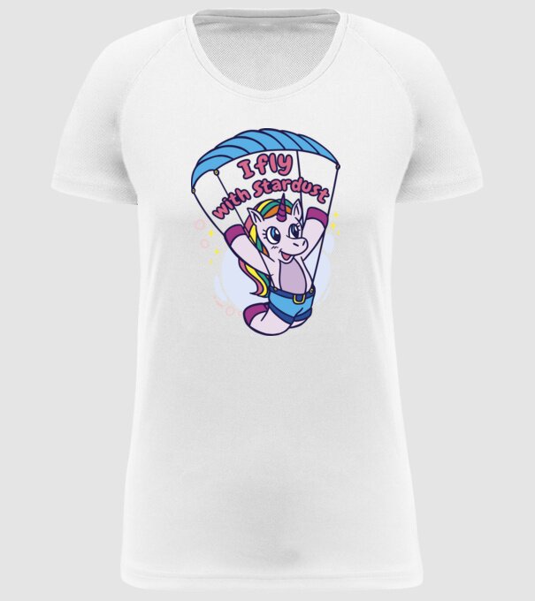 Unicorn parașutist model alb pe tricou