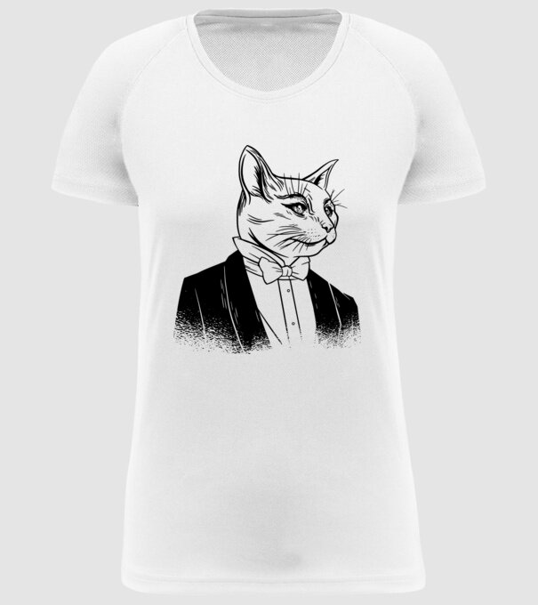 Pisică Elegantă model alb pe tricou