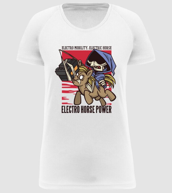 Cai putere electric model alb pe tricou