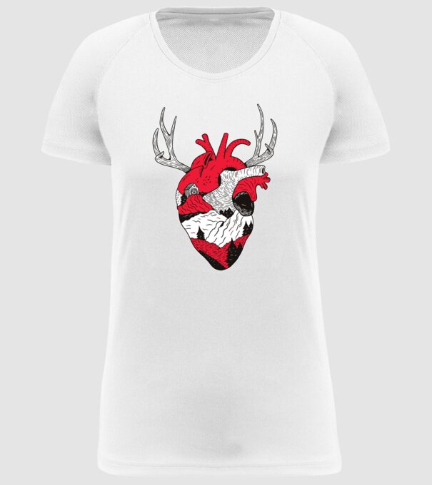 Inimă pădure model alb pe tricou