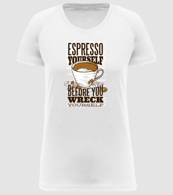 Espresso Yourself cu Cafea model alb pe tricou