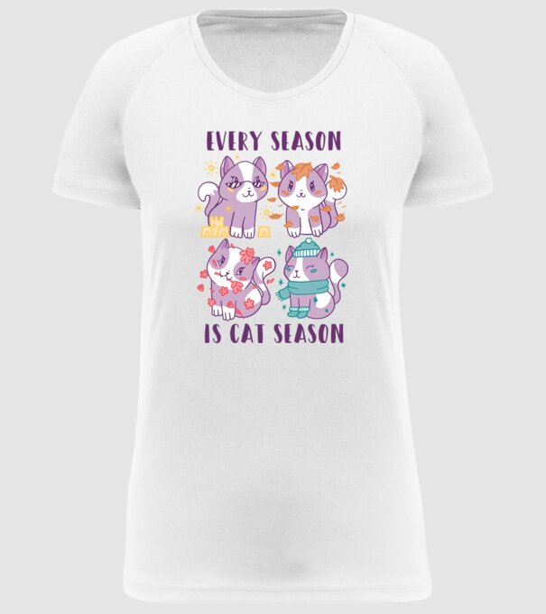 Every Season is Cat Season model alb pe tricou