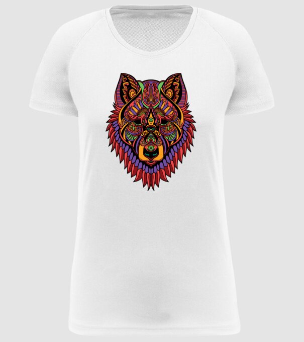 Cap de lup model alb pe tricou