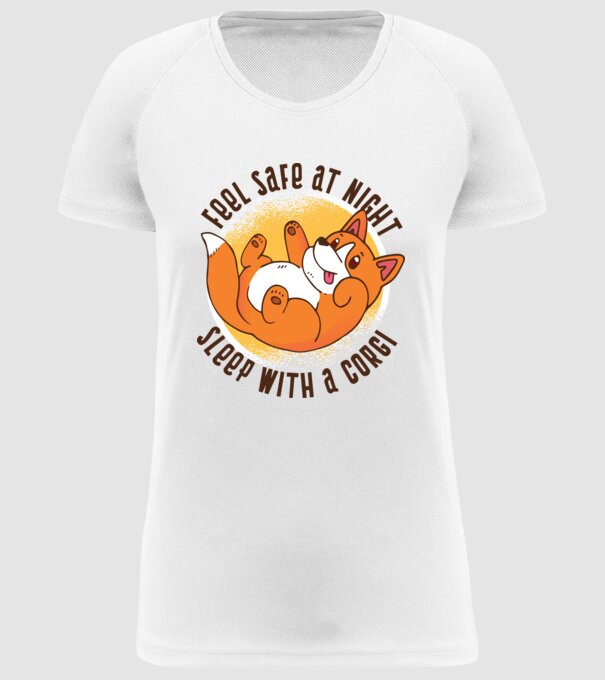 Feel safe at night, Sleep with a Corgi model alb pe tricou