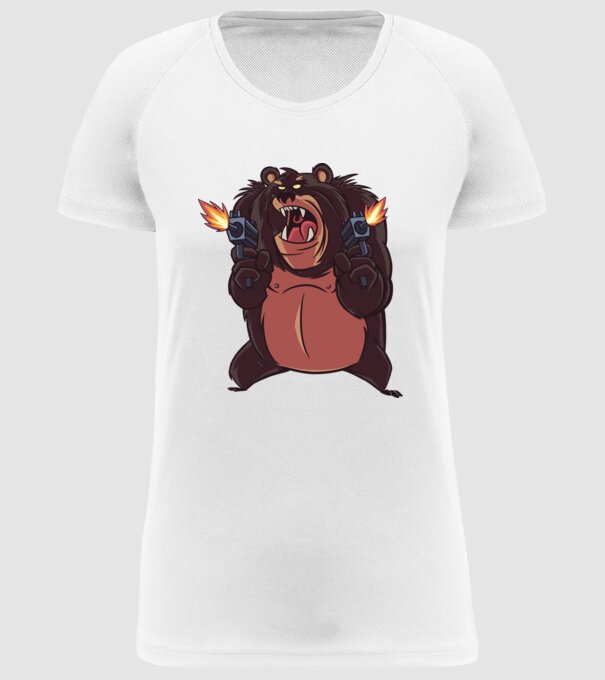 Urs înarmat model alb pe tricou