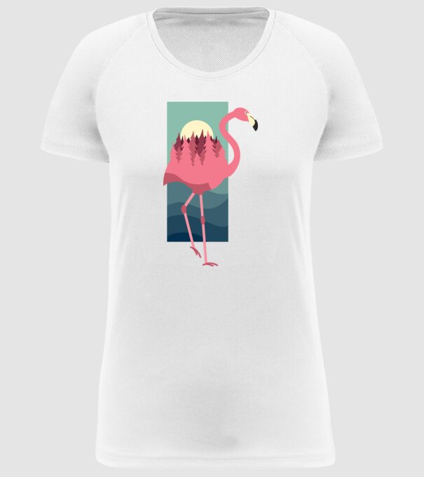 Flamingo Design model alb pe tricou