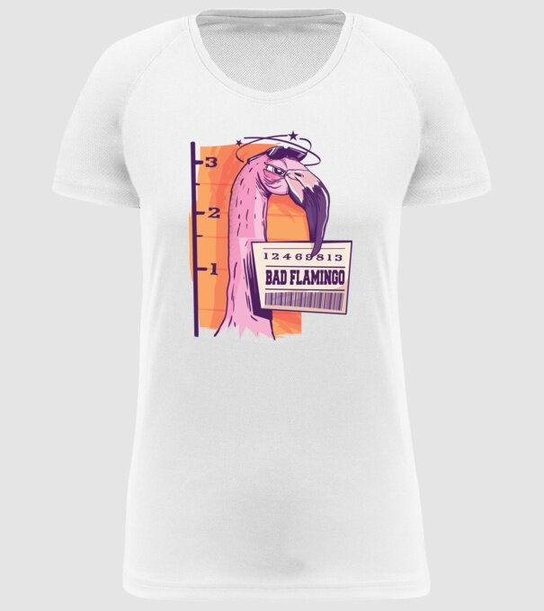 Flamingo arestat amuzant model alb pe tricou
