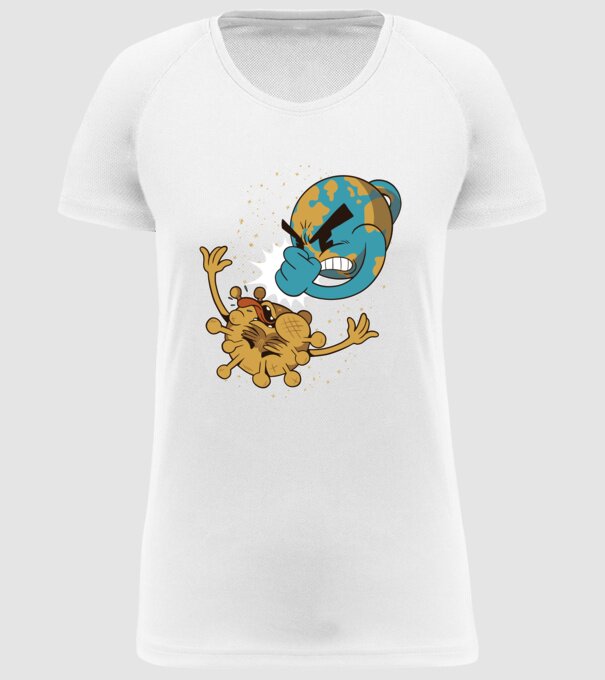 Pământ vs Coronavirus model alb pe tricou